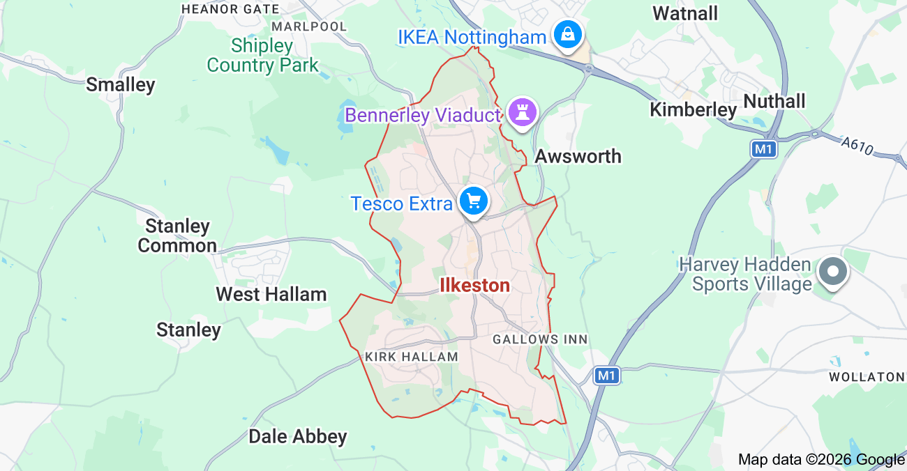 Map of Ilkeston and surrounding areas